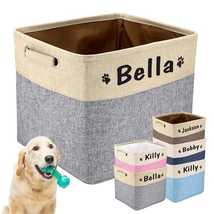 Panier de rangement personnalisé pour jouets de chien, sac en toile pliable personnalisé pour jouets