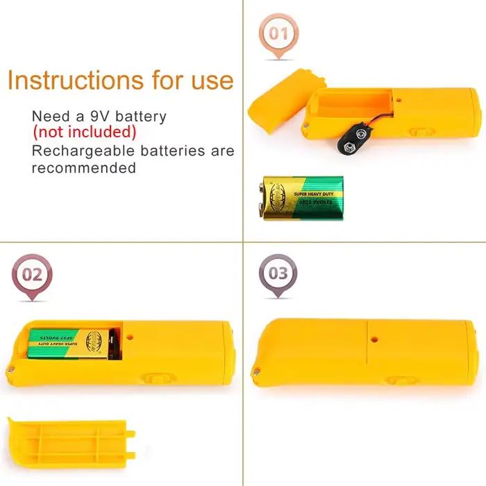 Répulsif anti-aboiement pour chien, dispositif d'entraînement, LED, ultrasons, extérieur, lampe flas