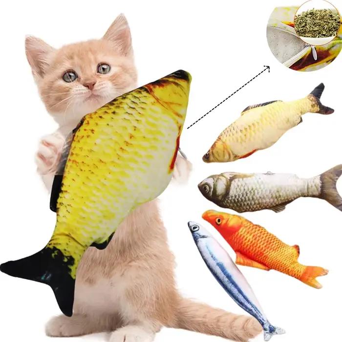 Jouet créatif pour chat, Simulation de poisson 3d, peluche douce, Anti-morsure, Interaction d'herbe