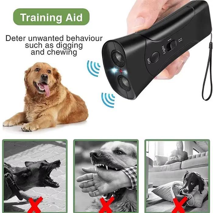 Répulsif anti-aboiement pour chien, dispositif d'entraînement, LED, ultrasons, extérieur, lampe flas