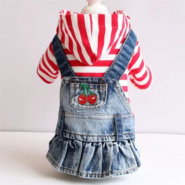Jupe en jean pour chiens et chats, vêtements en coton pour petits chiens, sweat à capuche pour chiot