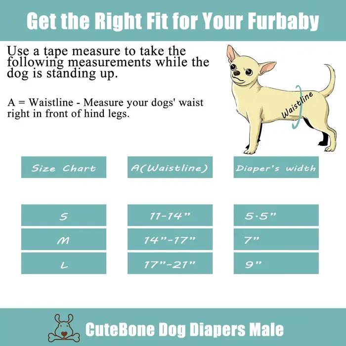 (3 pièces par paquet) couches de chien mâles réutilisables CuteBone bandes de ventre de chien lavabl