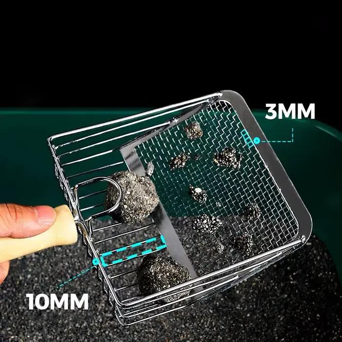 Pelle à litière pour chat, manche en bois en acier inoxydable, facile à rouiller, lavable, cuillère
