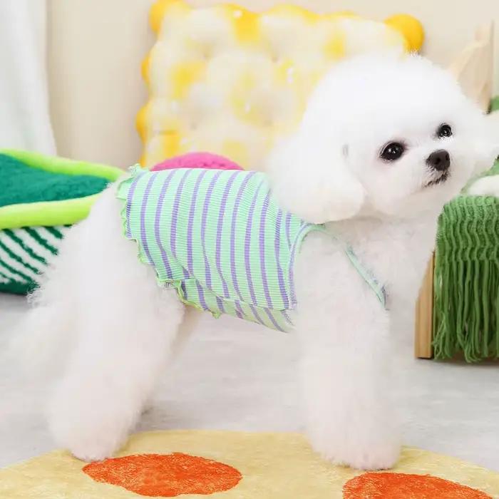 Vêtements d'été pour chiens, gilets à rayures sans manches pour petites chiennees, costumes pour ani