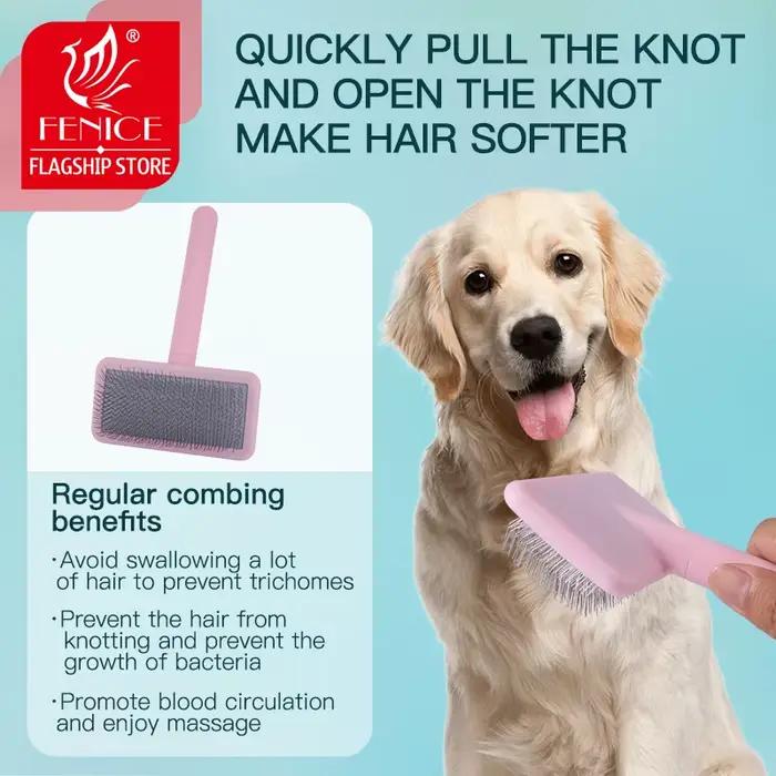 Fenice – peigne professionnel pour chien, brosse non nouée, aiguille dure et douce colorée, épilateu