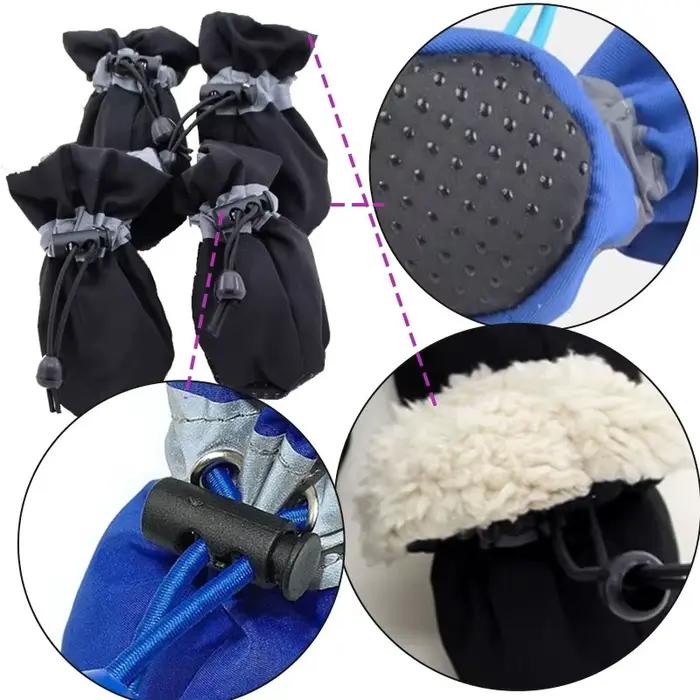 Bottes de neige coordonnantes imperméables pour petits chiens et chats, plus velours, bottes de plui