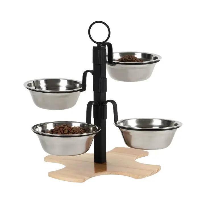 Ensemble d'alimentation et de boissons à hauteur réglable pour chiens et chats, plate-forme haute, f