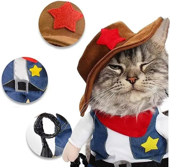 Costume d'halloween drôle pour chien et chat, vêtements de Cowboy pour chien, Costumes pour petits c