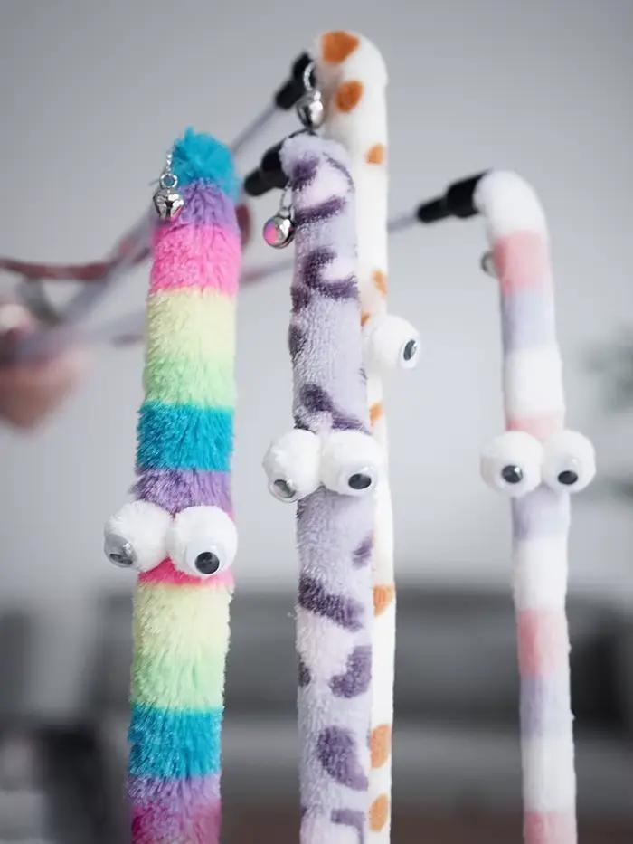 Jouet pour chat plume chat Teaser baguette chat jouet interactif drôle chenille coloré tige Teaser b