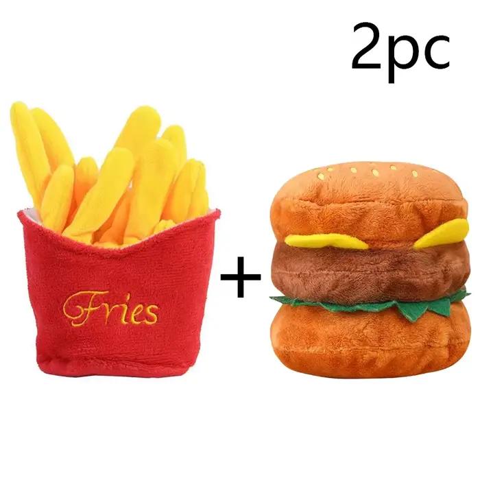 Jouet en peluche pour animaux de compagnie combo frites + hamburger