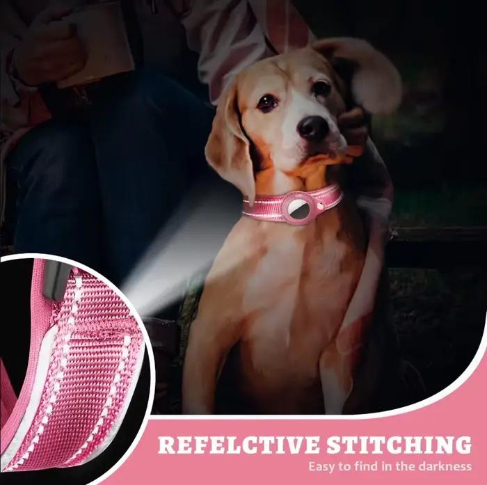 Collier réfléchissant pour chien AirTag, collier pour chien robuste avec support AirTag réglable, ac