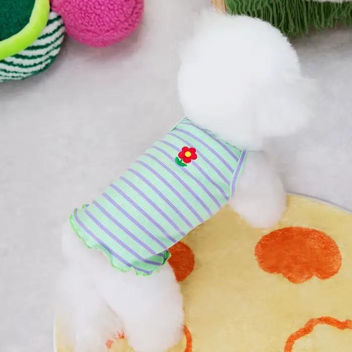 Vêtements d'été pour chiens, gilets à rayures sans manches pour petites chiennees, costumes pour ani