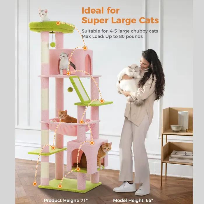 Tour pour chat d'intérieur à plusieurs niveaux avec griffoirs, perchoirs, hamac, condo, diversificat