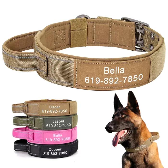 Collier militaire personnalisé pour chien, accessoires en nylon Dulnylon, réglable, moyen et grand,