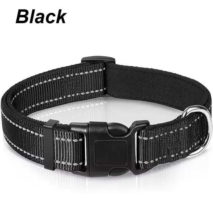 Collier réfléchissant pour chiens de taille moyenne et grande, en néoprène doux et rembourré, en nyl