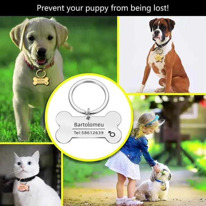 Pendentif personnalisé anti-perte pour animaux de compagnie, gravure personnalisée du nom pour colli