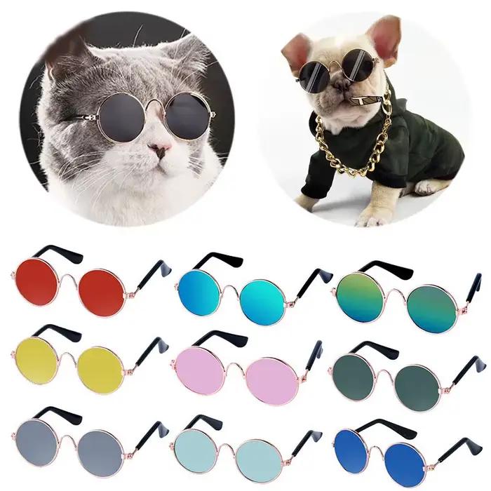 Lunettes rondes vintage pour animaux de compagnie, joli accessoire de photo pour chien et chat
