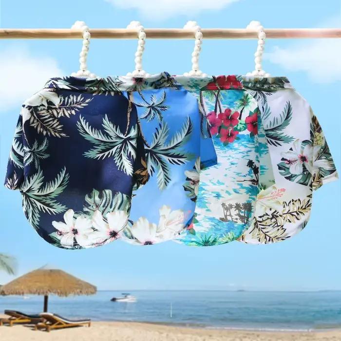 Vêtements d'été pour chiens, cocotier, ananas, fleur, imprimé chien et chat, chemise à manches court