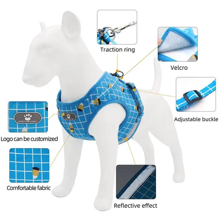 Ensemble d'été harnais et laisse pour chien, harnais en maille réfléchissante pour petits chiens, Co