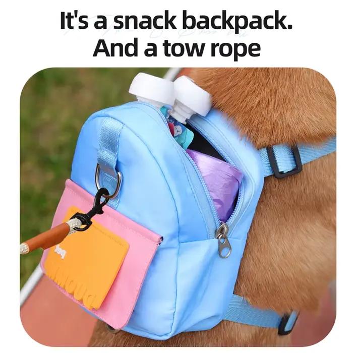 Sac à dos imperméable pour animaux de compagnie, sac pour chiots avec harnais et collier, sac à dos