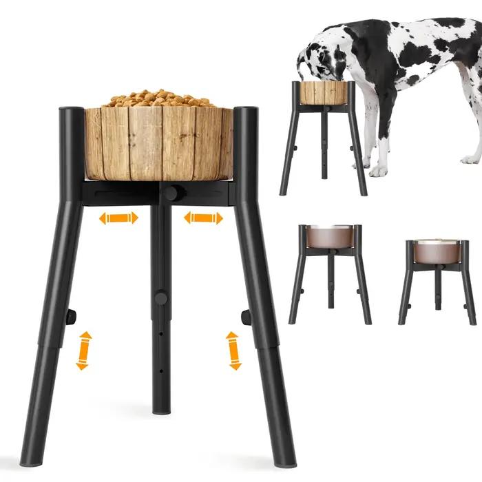 Support de Gamelle Réglable pour Grand Chien, Bols Surélevés en Métal de Largeur Réglable (Filles No