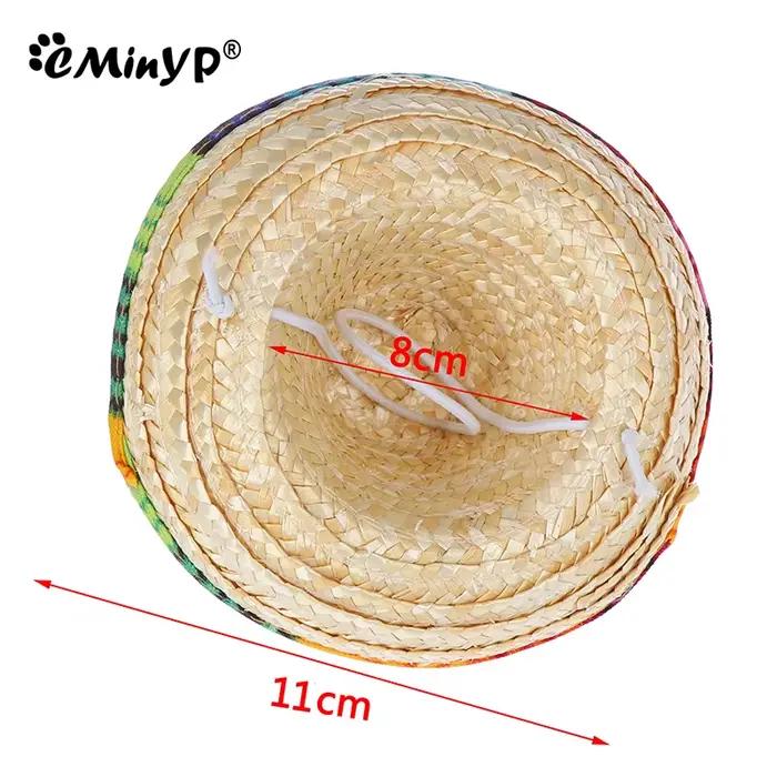 Mini chapeau de paille coloré pour chiens de compagnie, Sombrero pour chat, chapeau de soleil, fête