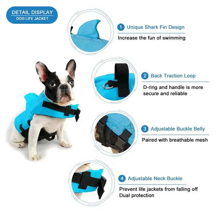 Gilet de sauvetage pour chien requin, flottabilité améliorée, vêtements de natation pour petits chie