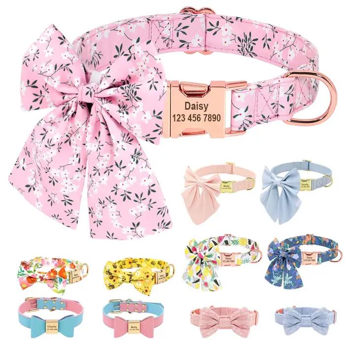 Collier de chien personnalisé en nylon avec nœud papillon, imprimé personnalisé, Chihuahua, bullodog