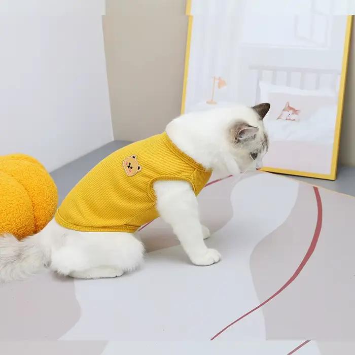Vêtements pour animaux de compagnie chat imprimé ours gilet chiot chaton col rond sans manches T-shi