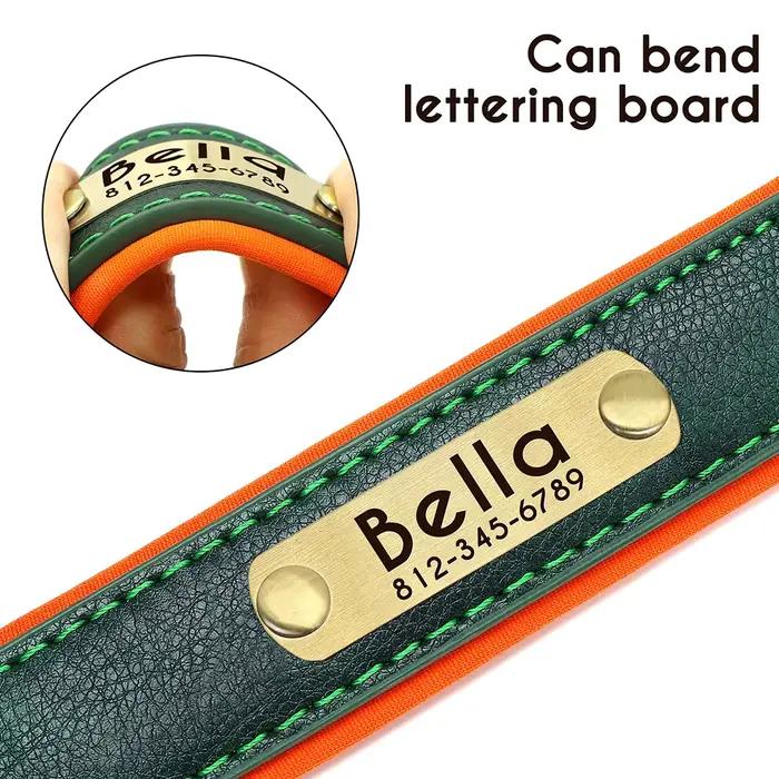 Collier pour chien avec plaque signalétique en cuir PU personnalisé, colliers pour chiens rembourrés