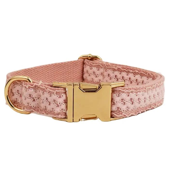 Collier pour chien en dentelle rose personnalisé, plaque nominative gravée sur mesure, collier de ma