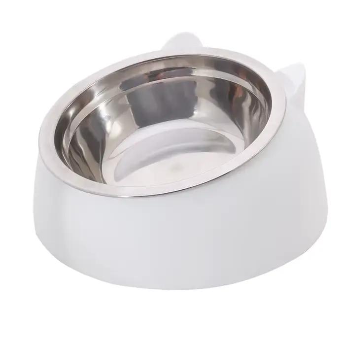 Bols inclinés en acier inoxydable pour chat, Base antidérapante, pour animaux de compagnie, chiots,