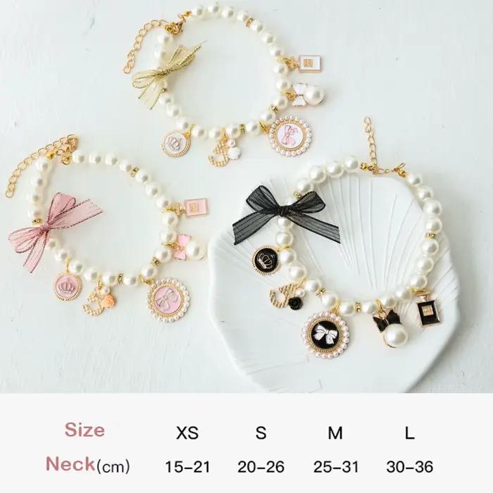 Collier de perles avec nœud pour animaux de compagnie, bijoux pour chat, pendentif de princesse, déc