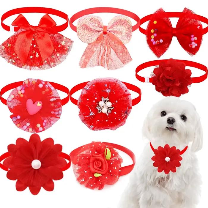 50PS petit chien chat noeud papillon mignon en vrac dentelle chien noeud papillon collier pour chien