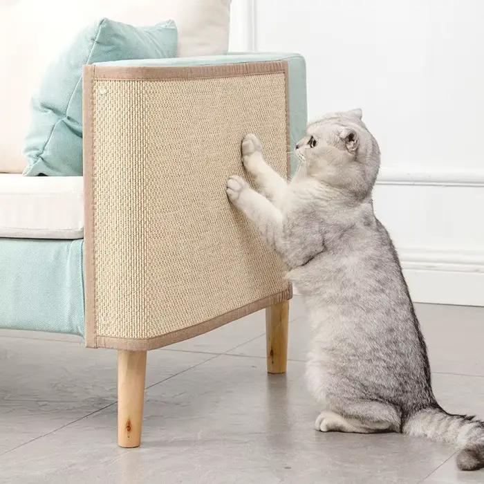 Tapis de canapé en bambou naturel pour chat, planche à gratter pour aiguiser les ongles, grattoir, j