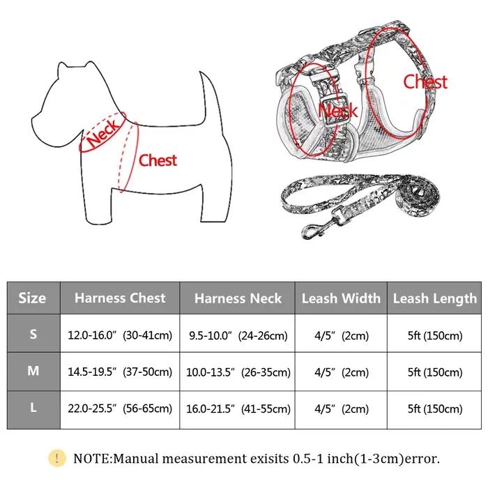 Harnais en maille et Nylon pour chien, ensemble de laisse en plomb, gilet réfléchissant pour chiens,