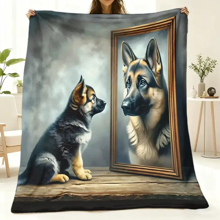 Couverture décorative à motif artistique de chien berger allemand pour canapé, lit, salon et décorat