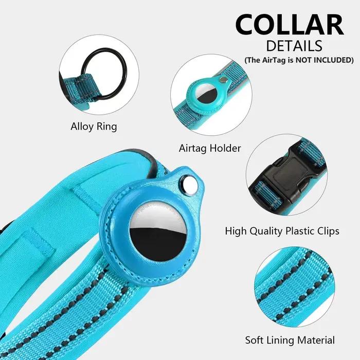 Collier réfléchissant pour chien AirTag, collier pour chien robuste avec support AirTag réglable, ac