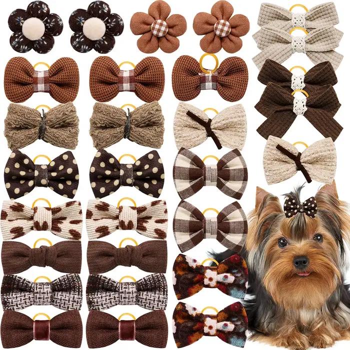 10 pièces nœuds de cheveux de chien bandes de caoutchouc animal de compagnie petit chien chat nœud p