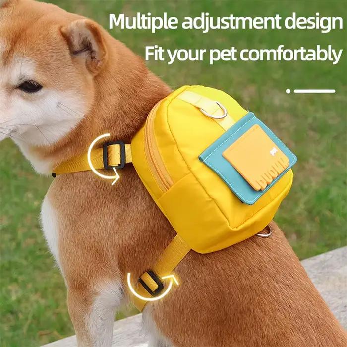 Sac à dos imperméable pour animaux de compagnie, sac pour chiots avec harnais et collier, sac à dos