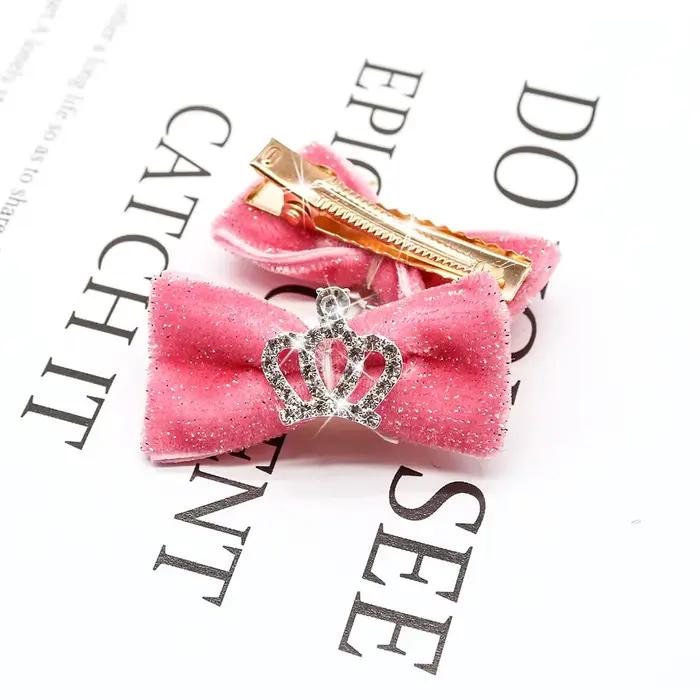10 pièces mode chien épingle à cheveux cristal couronne arc Clips pour petits chiens luxe chiot chat