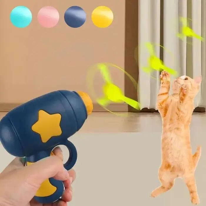 Jouet interactif amusant pour chat, lanceur de mini-frisbee pour chaton, pistolet de tir, jeux de po