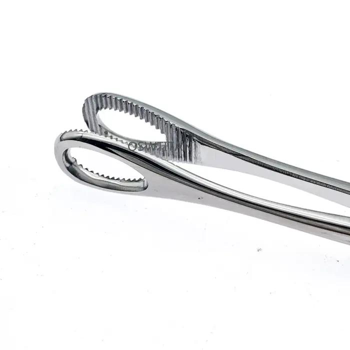 Pince éponge mâchoires dentelées droites/incurvées, Instruments chirurgicaux vétérinaires en acier i