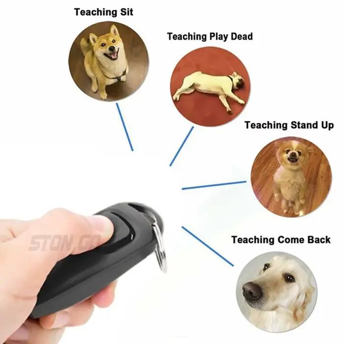 Clicker et sifflet multifonctions 2 en 1 pour animaux de compagnie, entraîneur de chien avec porte-c