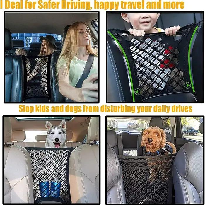 Barrière de voiture pour animaux de compagnie barrière de voiture pour chien avec sac de rangement e