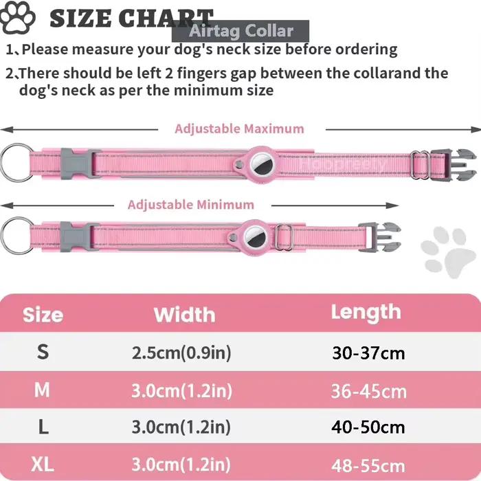 Collier réfléchissant pour chien AirTag, collier pour chien robuste avec support AirTag réglable, ac
