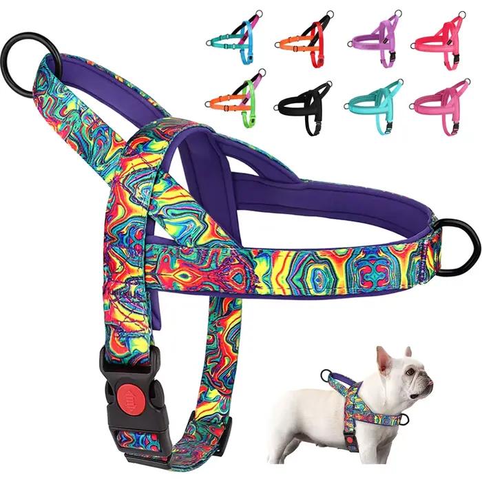 Harnais en Nylon pour chien, sans traction, gilet doux rembourré, gilets de marche pour animaux de c