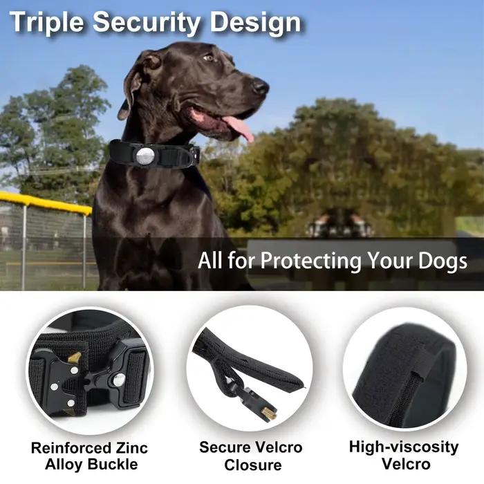 Collier tactique pour chien AirTag, avec support AirTag et poignée, boucle en métal pour chien milit