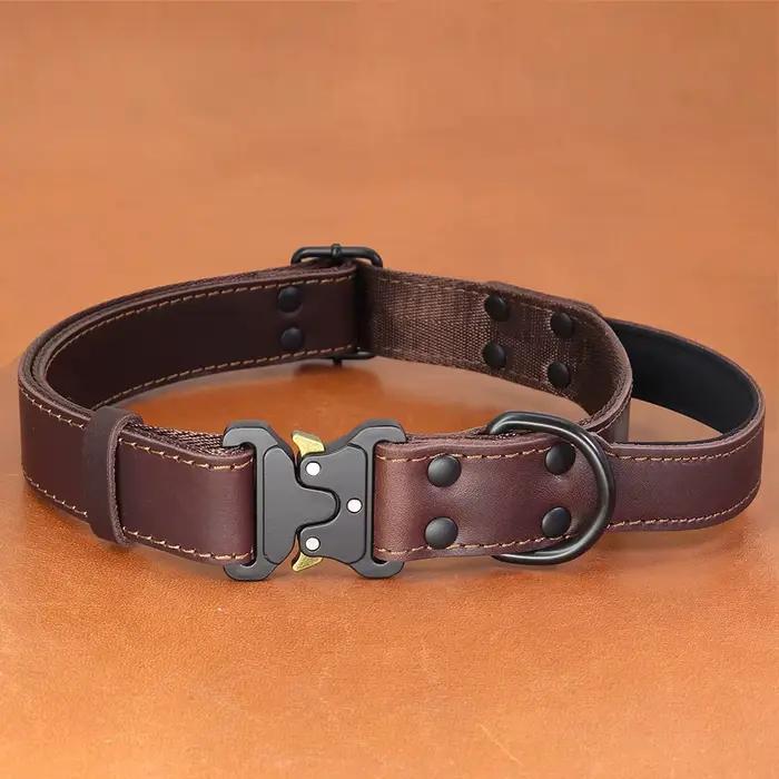 Collier de chien en cuir véritable souple, cuir véritable, colliers durables avec structure sûre, po