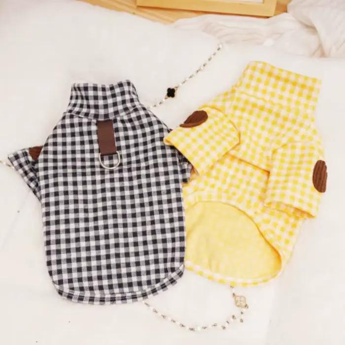 Vêtements en coton doux pour chien, chemise chaude à carreaux pour chien, pull de luxe pour chiot, c